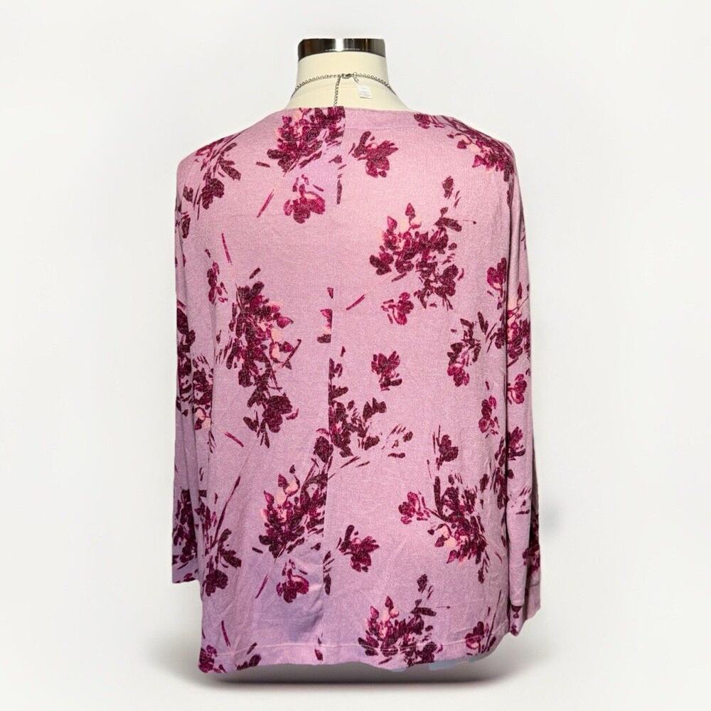 A.N.A. Mandy Sweater Floral Ruby Women’s Size 1X Shoulder Buttons - Picture 3 of 10